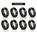 font options for inside engraving on black & grey square knotwork rings