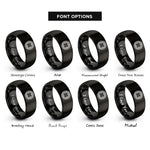 font options for inside engraving on black square knotwork rings