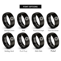 font options for inside engraving on black square knotwork rings