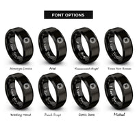 font options for inside engraving on black square knotwork rings