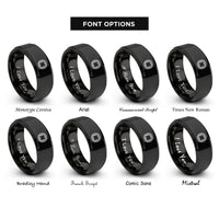 font options for inside engraving on black square knotwork rings