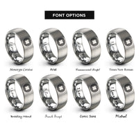 font options for inside engraving on grey square knotwork rings