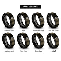 font options for inside engraving on gunmetal & black square knotwork rings