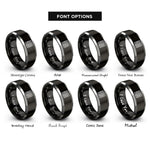 font options for inside engraving on black & gray square maze rings