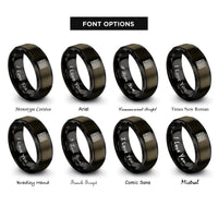 font options for inside engraving on gunmetal & black square maze rings
