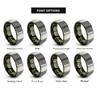 font options for inside engraving on gunmetal & gray square maze rings