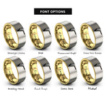 font options for inside engraving on gold & grey square root rings