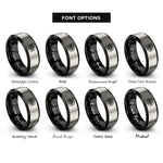 font options for inside engraving on black & gray square shield rings