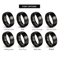 font options for inside engraving on black square shield rings