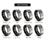 font options for inside engraving on black & grey square wave rings