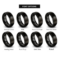 font options for inside engraving on black square wave rings