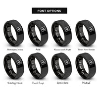 font options for inside engraving on black square wave rings