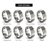 font options for inside engraving on gray square wave rings