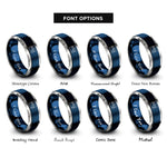 font options for inside engraving on blue & grey squash court icon rings