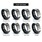 font options for inside engraving on black & blue & gray squash racket rings