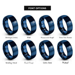 font options for inside engraving on blue squash racquet ball rings