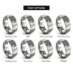 font options for inside engraving on silver squash racquet ball rings