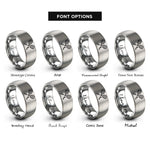 font options for inside engraving on grey squash racquets rings