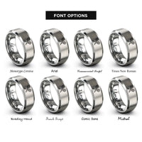 font options for inside engraving on gray squash racquets rings