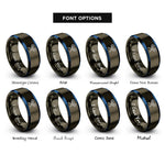 font options for inside engraving on gunmetal & blue squash racquets rings