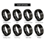font options for inside engraving on black squeeze bottle rings