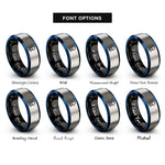font options for inside engraving on black & blue & silver squid rings