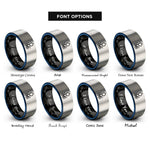 font options for inside engraving on black & blue & gray squid rings