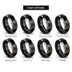 font options for inside engraving on black & silver squirrel acorn rings