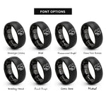 font options for inside engraving on black squirrel acorn rings