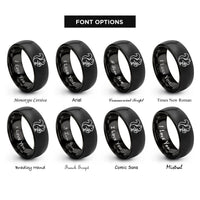 font options for inside engraving on black squirrel acorn rings