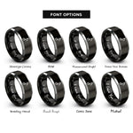 font options for inside engraving on black & gray staccato dot rings