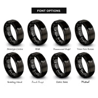 font options for inside engraving on black staccato dot rings