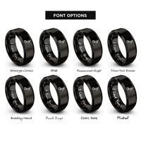 font options for inside engraving on black staccato dot rings