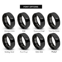 font options for inside engraving on black staccato dot rings