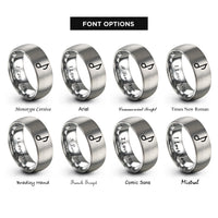font options for inside engraving on grey staccato dot rings