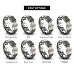 font options for inside engraving on silver staccato dot rings