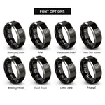 font options for inside engraving on black & silver stack bond grid rings