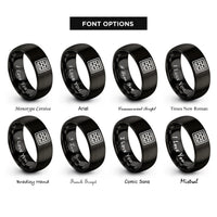 font options for inside engraving on black stack bond grid rings