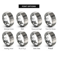 font options for inside engraving on silver stack bond grid rings
