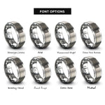 font options for inside engraving on silver stack bond grid rings
