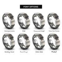 font options for inside engraving on silver stack bond grid rings