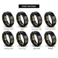 font options for inside engraving on gunmetal & blue stack rings
