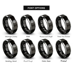 font options for inside engraving on black & grey stack of books rings