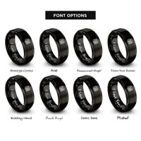 font options for inside engraving on black stack of books rings