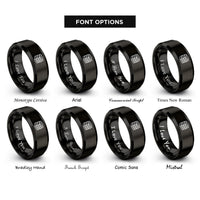 font options for inside engraving on black stack of books rings