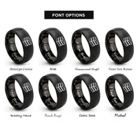 font options for inside engraving on black stack of books rings