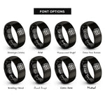 font options for inside engraving on black stack of books rings
