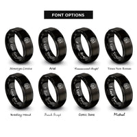 font options for inside engraving on black stack of books rings