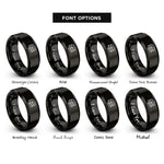 font options for inside engraving on black stack of books rings