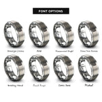 font options for inside engraving on silver stack of books rings